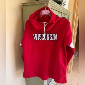 University of Wisconsin Badger Women’s Champion Red Cowl Neck Hoodie - Sz Large